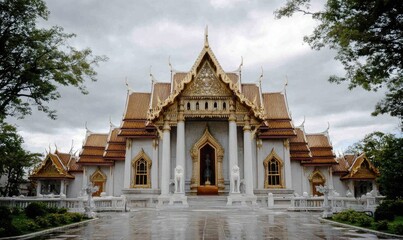 Fototapeta premium Grand temple facade, ornate details