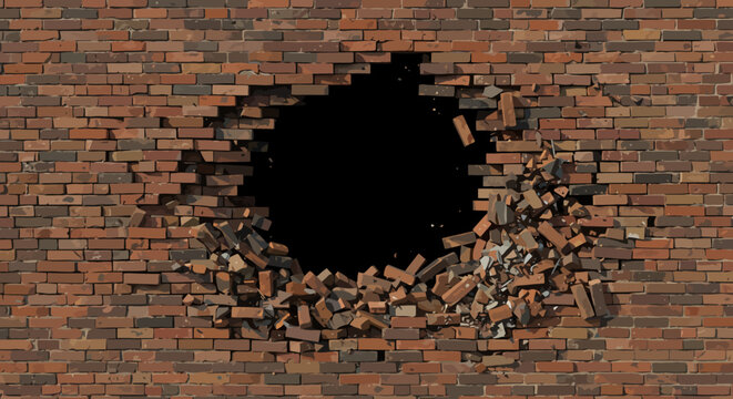 Destroyed Brick Wall Vector Illustration