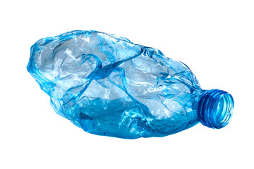 Fototapeta premium Crushed Blue Plastic Bottle Recycling Waste