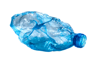 Crushed Blue Plastic Bottle Recycling Waste