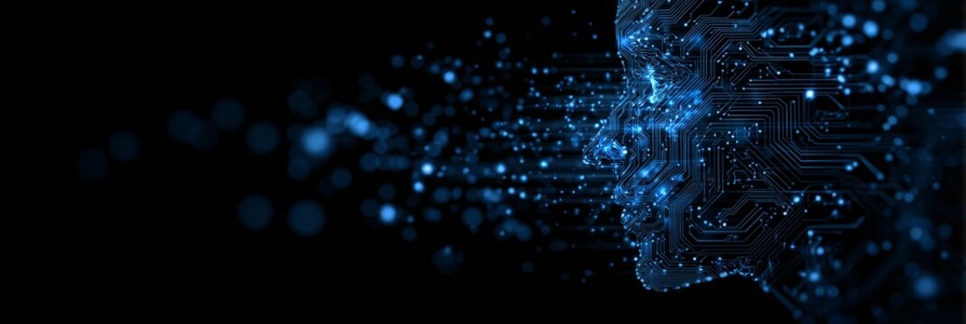 ABSTRAKTER KOPF AUS DATENPUNKTEN, KI-VISUALISIERUNG