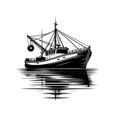 Small Local Fishing Boat Silhouette