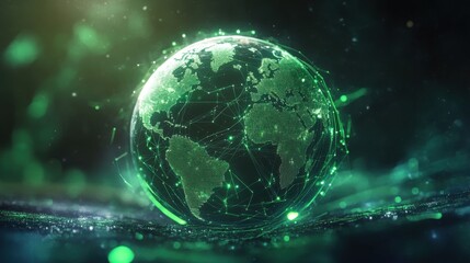 Obraz premium Globe with digital connections in a dark futuristic environment