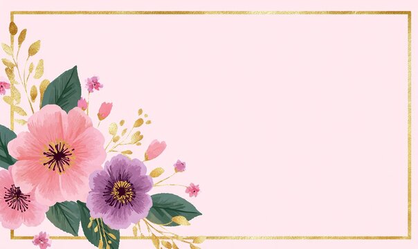 PASTELLFARBENE BLUMEN-UI-ECKE, GOLDRAHMEN, HINTERGRUND