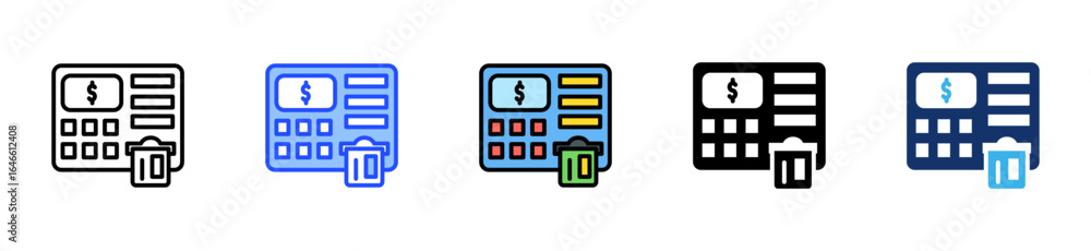 Poster atm machine icon collection with multiple styles