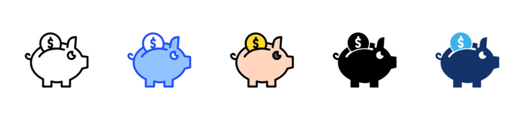 Savings Account Icon Collection With Multiple Styles