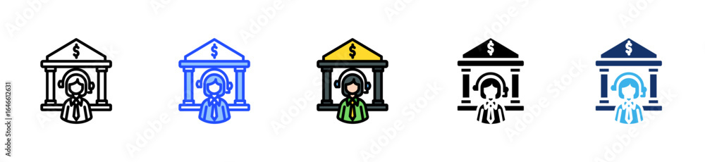Poster customer support icon collection with multiple styles