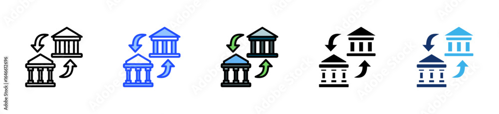 Poster wire transfer icon collection with multiple styles