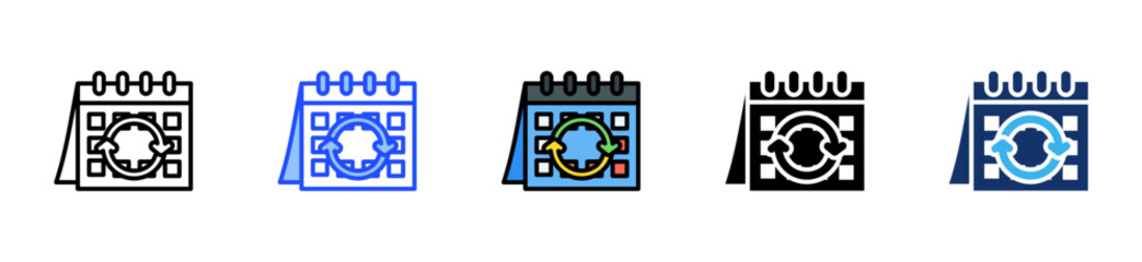 Recurring Payment Icon Collection With Multiple Styles