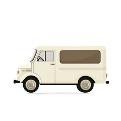 Creamcolored Vintage Delivery Van with Detailed Side Profile and Shadow