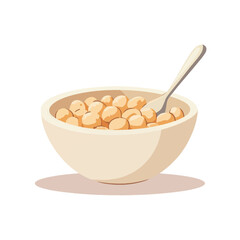 Creamy Bowl of Cereal with Spoon Ready for Breakfast