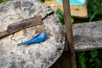 Vintage Cutlery Resting On Wooden Surface