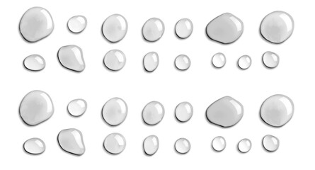 Pure clear water drops realistic or realistic drops on an isolated transparent background. Png...