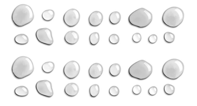 Pure clear water drops realistic or realistic drops on an isolated transparent background. Png transparency