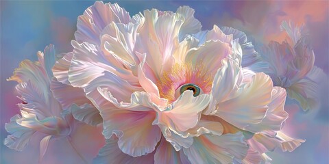 SURREALE BL&Uuml;TENBLATT-ILLUSTRATION: PASTELLFARBENE BL&Uuml;TE