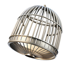 Ornate Silver Birdcage on a Black Background metal isolated on a transparent background