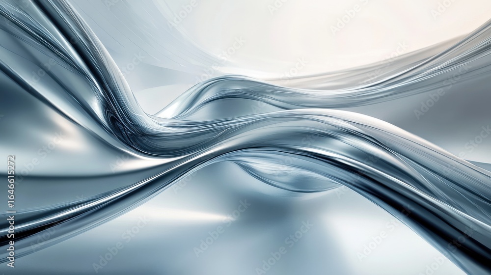 Aufkleber abstract metallic wave-like shapes in digital studio setting