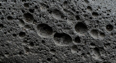 Close-up of Volcanic Rock Surface with Pitted Texture.