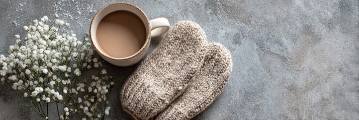 WARME GETR&Auml;NKE UND STRICKHANDSCHUHE &ndash; OBERE ANSICHT