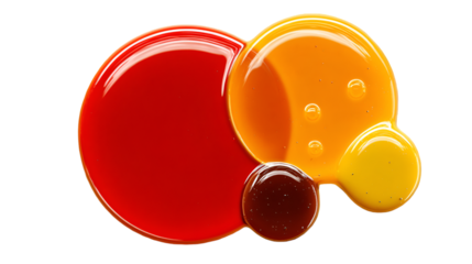 Colorful paint drops isolated on transparent background for artistic compositions