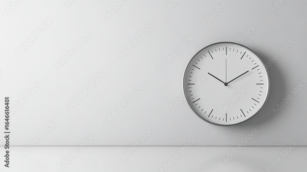Poster minimalist clock showing time in calm indoor setting