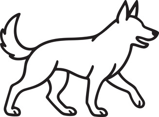 minimalist line drawing of a german shepherd dog in side view design vector illustration