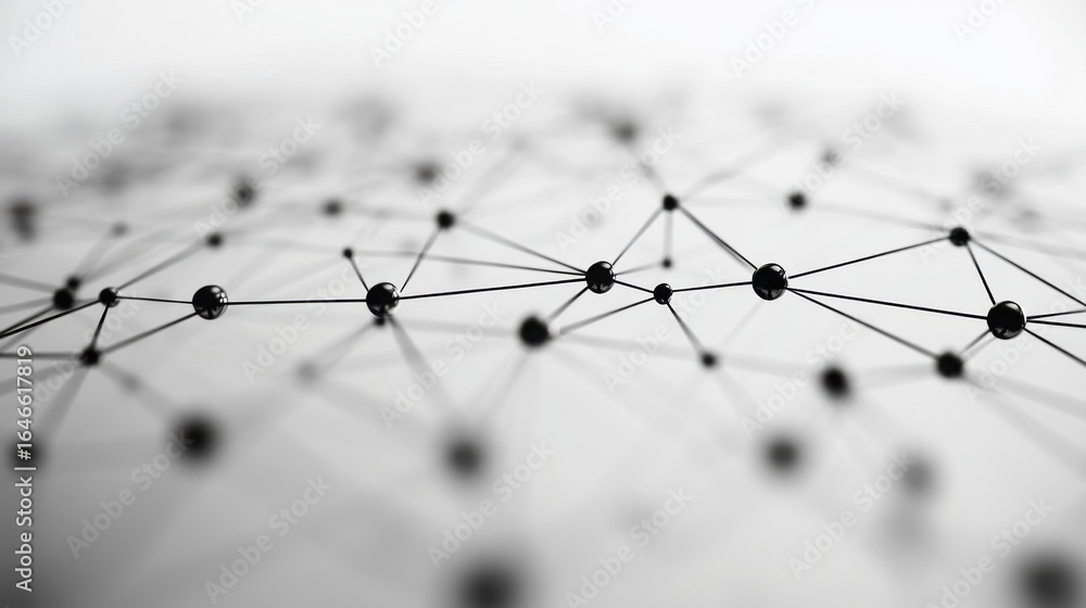 Poster abstract digital network connection with spheres and lines