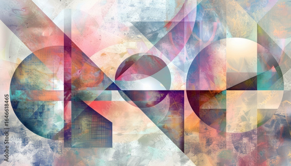 Poster abstract circle geometric shapes effect on surface of digital cyber design express scene of cyberspa