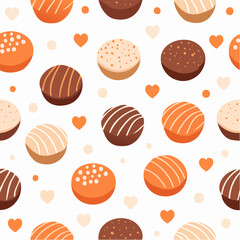 Seamless Chocolate Truffle Pattern Minimal Flat Illustration