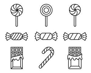 Assorted candy icons silhouette