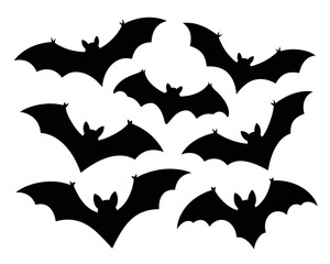 Fototapeta premium Swarm of bats flying in the night sky silhouette