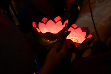 Lotus Lantern with Candle at Night &ndash; Vietnamese Cultural Festival