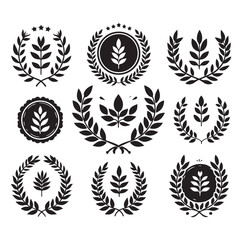 laurel sign set  logo design set vector