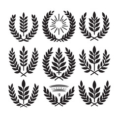 laurel sign set  logo design set vector