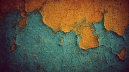 VINTAGE-TEXTUR: ABBL&Auml;TTERNDE OBERFL&Auml;CHE IN TEAL UND ORANGE