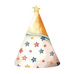 watercolor Party hat illustration for kids book isolated