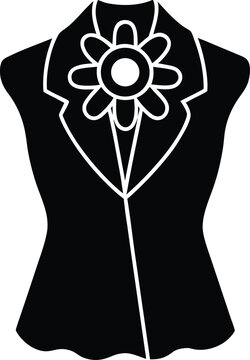 black vest with flower detail clip art preview