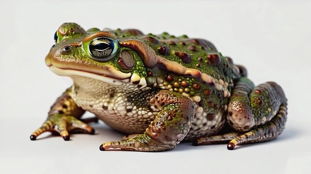 Green toad sitting still, preparing to hop in the forest nature wildlife scene