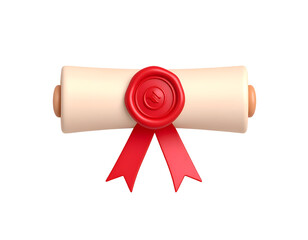 3D Render Red Wax Seal Scroll