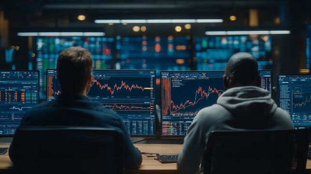 Two diverse crypto traders stock exchange market