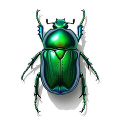 green beetle isolated on white background