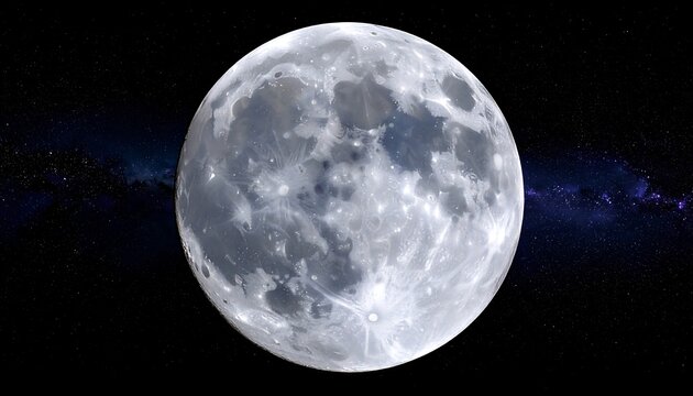 Full moon dominates, Milky Way subtly present in background