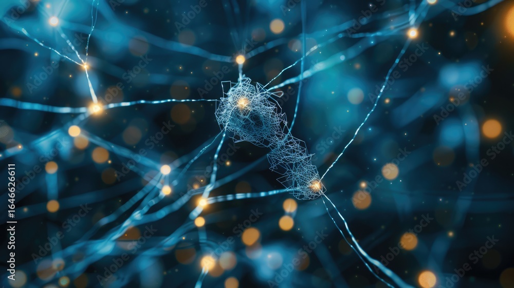 Poster abstract picture of colorful particle with sparkle electric style design connect become structure of