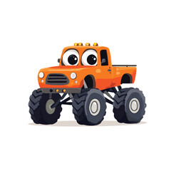 Obraz premium Playful Orange Monster Truck with Large Eyes and Smiling Expression