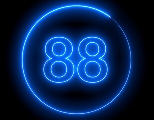 Glowing blue neon circle enclosing the number eighty-eight