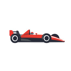 Naklejka premium Red Formula One Race Car Side Profile Illustration