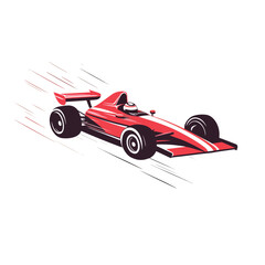 Obraz premium Red Formula Race Car in Motion Dynamic Angle