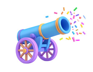 3D Cartoon Cannon with Confetti