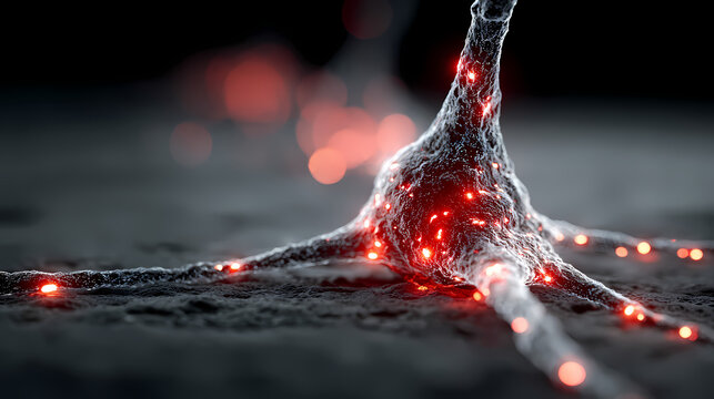 A ghostly neural network with pulsing red warning lights, hinting at future disruptions in connectivity.