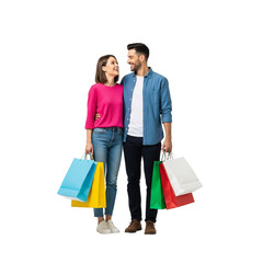 happy couple with shopping bags
